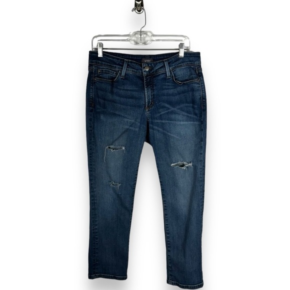 NYDJ Jessica Relaxed Boyfriend Jeans, Oak Hill Wash, Size 8P - Picture 1 of 9